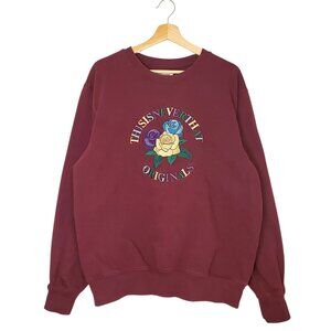 thisisneverthat flower embroidered crewneck red size L